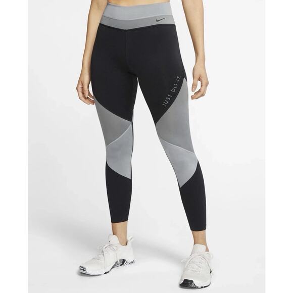 Nike Pants - Nike Dri-FIT Athleisure Colorblock Leggings Sporty Spice Workout M Gray Black
